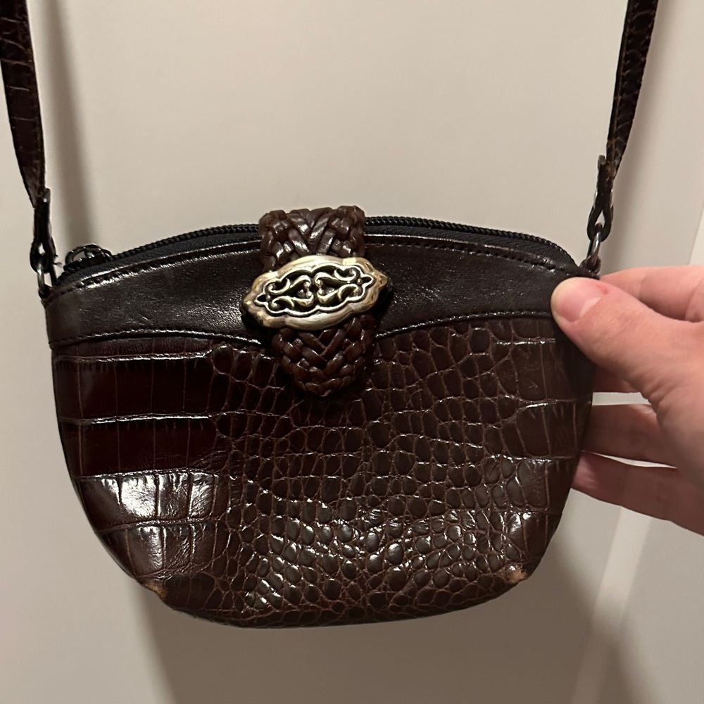 Brighton Dark Brown Crocodile Crossbody Bag